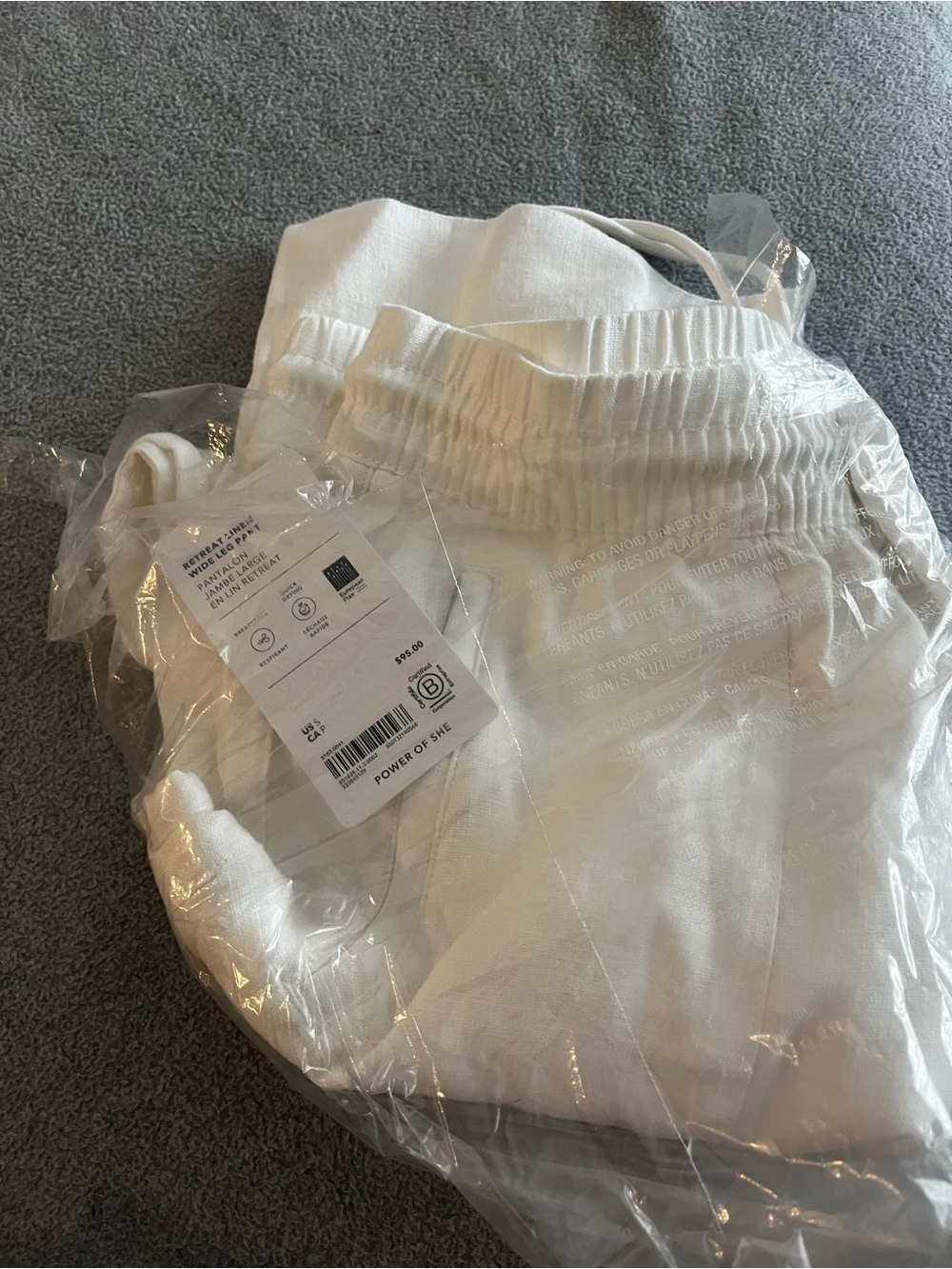 Athleta White Linen Wide Leg Retreat Pant